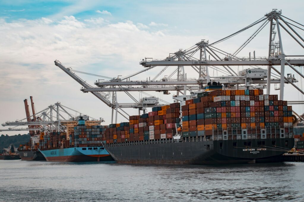 Containers stacked at the port terminal